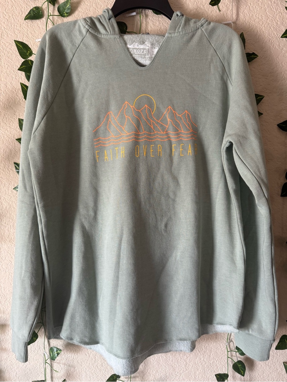 Faith Over Fear Sage Green Hoodie Sweatshirt